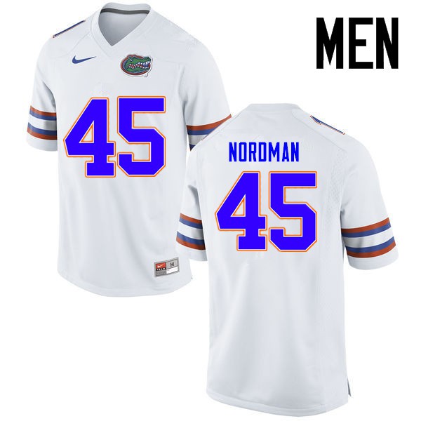 Florida Gators Men #45 Charles Nordman College Football Jersey White